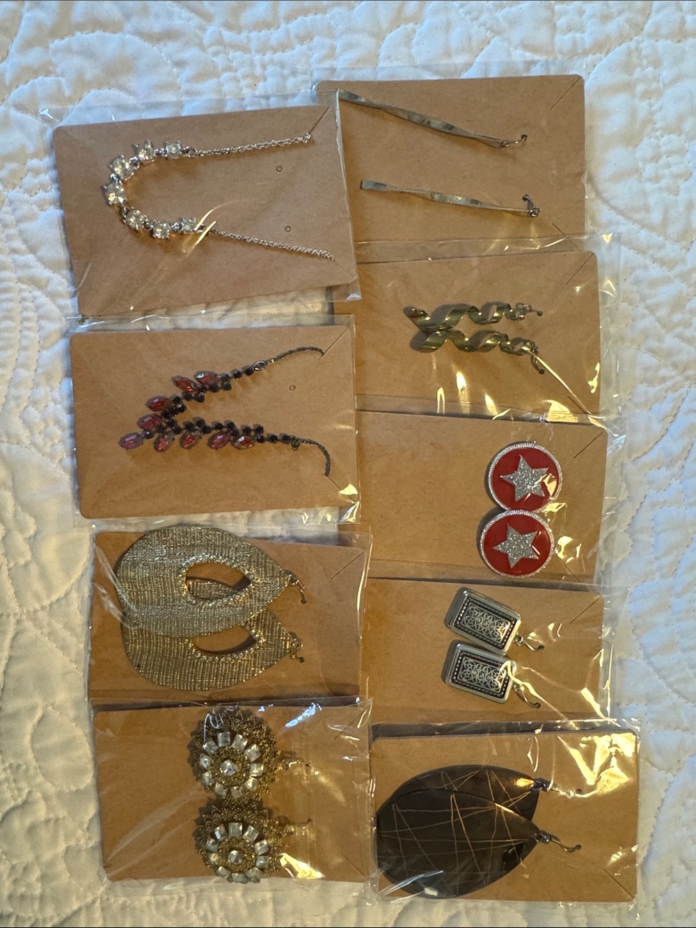 Vintage - Mixed Fashion Hair Accessories and Earrings - Gold, Silver, Red, Black